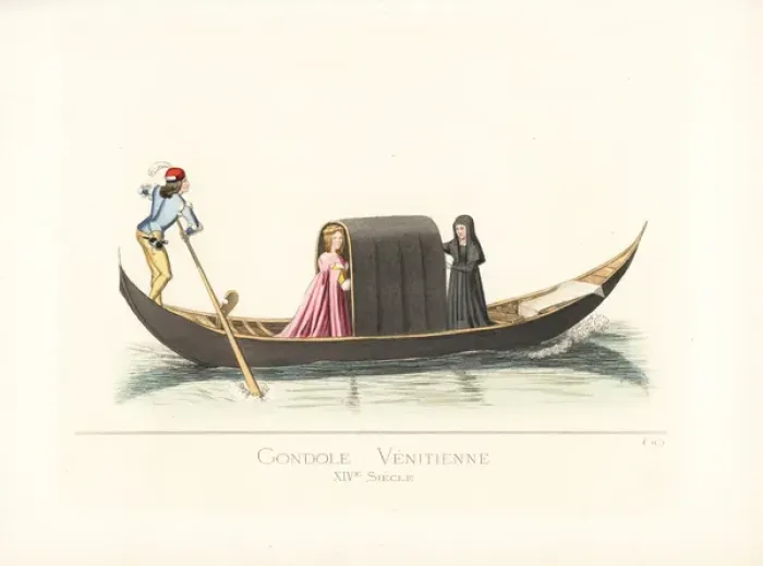 Framed Print : Venetian gondola, 14th century Framed Print : Venetian gondola, 14th century