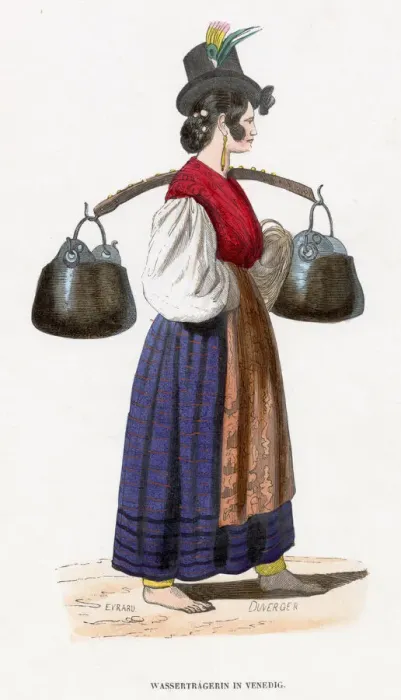 Framed Print : A Venetian woman, carrying water Date: circa 1860 Framed Print : A Venetian woman, carrying water Date: circa 1860