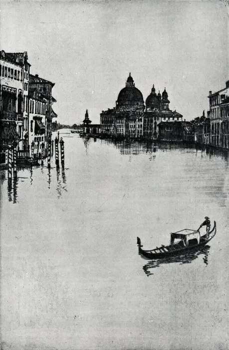Framed Print : In Venice. An etching of Venice, northern Italy Framed Print : In Venice. An etching of Venice, northern Italy