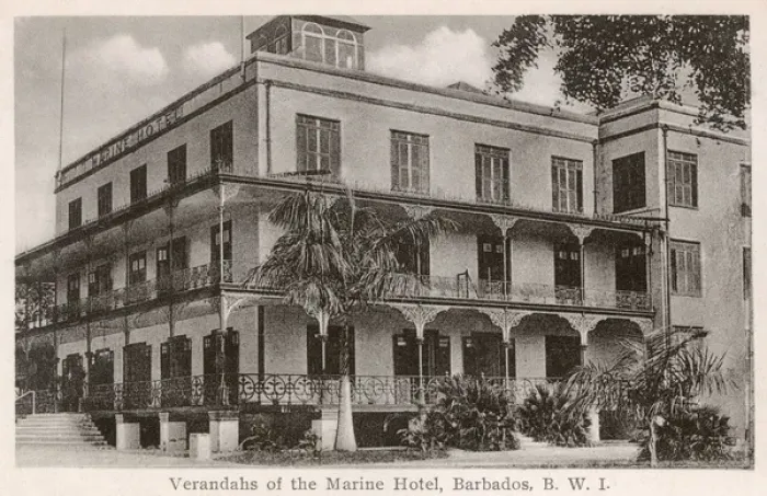 Framed Print : Verandah of the Marine Hotel, Barbados, British West Indies Framed Print : Verandah of the Marine Hotel, Barbados, British West Indies