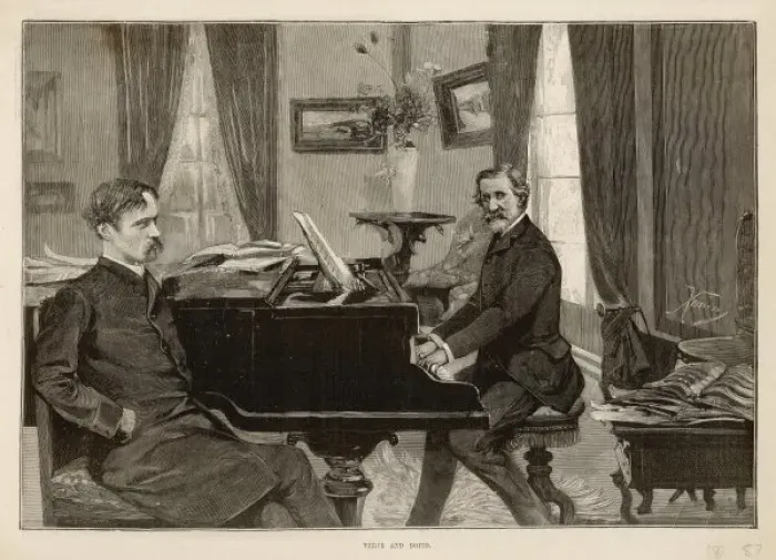 Framed Print : Verdi & Boito at Piano Framed Print : Verdi & Boito at Piano