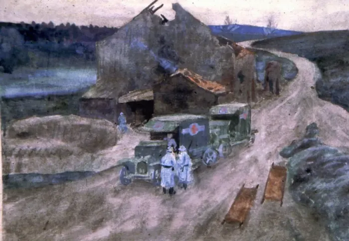 Framed Print : Verdun - An advanced dressing station on the heights, WW1