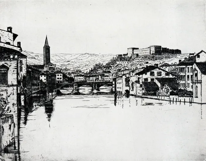 Framed Print : Verona. Etching of Verona, Northern Italy's Veneto region Framed Print : Verona. Etching of Verona, Northern Italy's Veneto region