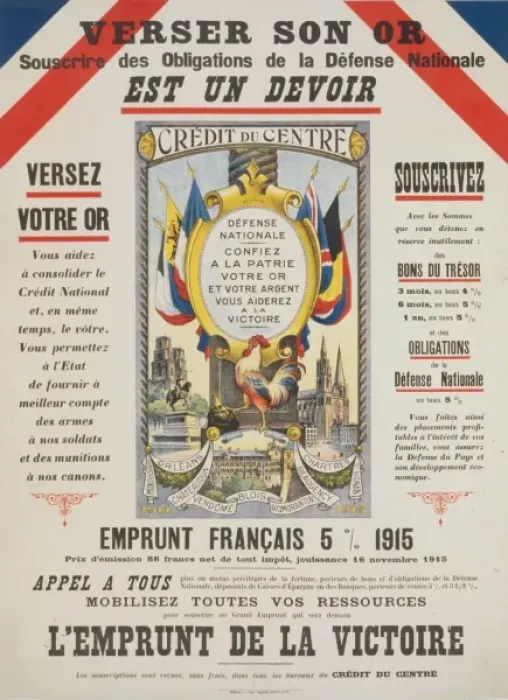 Framed Print : Versez son or. Souscrire des obligations de la defense natio