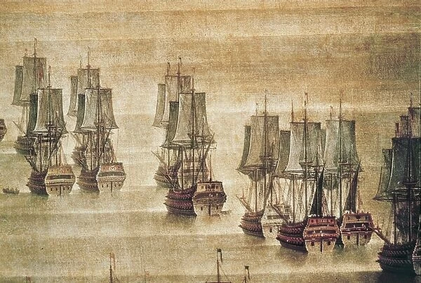 Vessels arranged for the battle (17th c. ). Detail