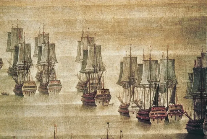 Framed Print : Vessels arranged for the battle (17th c. ). Detail Framed Print : Vessels arranged for the battle (17th c. ). Detail