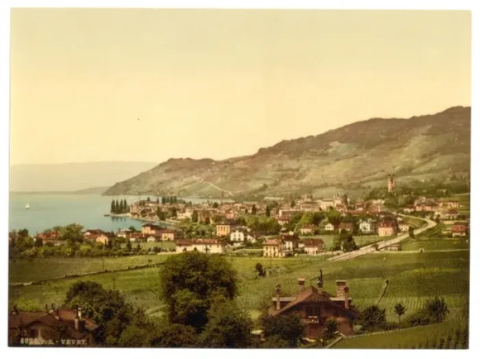 Framed Print : Vevey, general view, Geneva Lake, Switzerland Framed Print : Vevey, general view, Geneva Lake, Switzerland