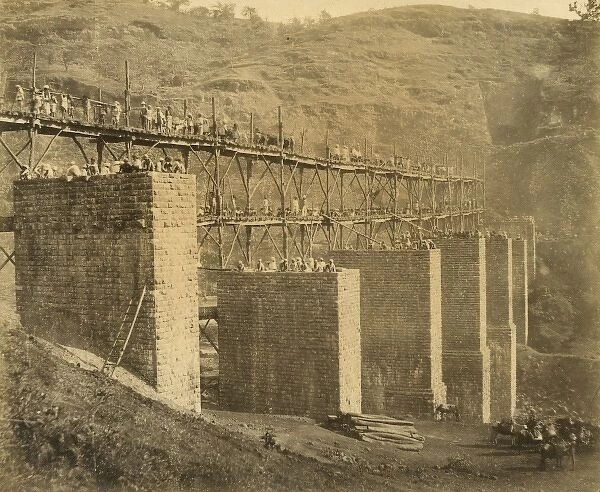 Viaduct, with temporary staging; mouth of Tunnel no 8 at 3 1