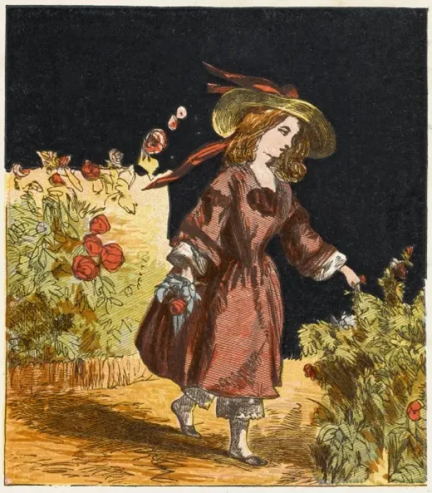 Framed Print : Vic Girl in Garden, 1867 Framed Print : Vic Girl in Garden, 1867