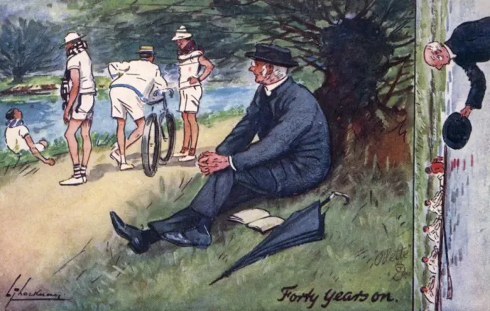 Framed Print : Vicar remembering his youth - rowing on the river Framed Print : Vicar remembering his youth - rowing on the river