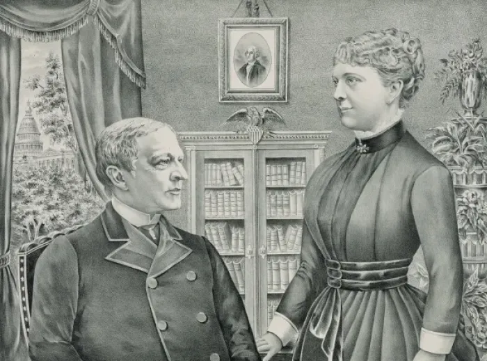 Framed Print : Vice-president Morton and wife Framed Print : Vice-president Morton and wife