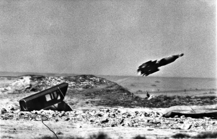 Framed Print : A Vickers 891 Vigilant anti-tank missile shortly after launc Framed Print : A Vickers 891 Vigilant anti-tank missile shortly after launc