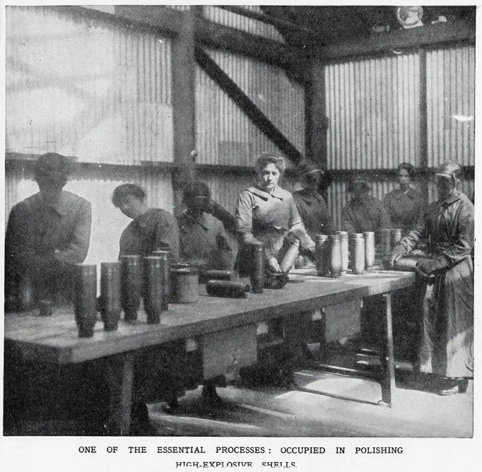 Framed Print : Vickers Munition Factory - Polishing High Explosives 1915 Framed Print : Vickers Munition Factory - Polishing High Explosives 1915