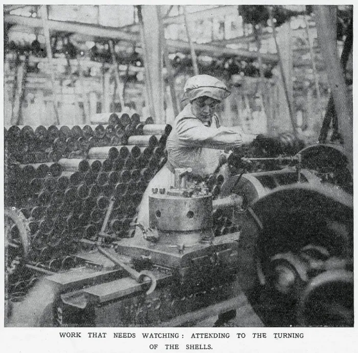 Framed Print : Vickers Munition Factory - Turning of the Shells 1915 Framed Print : Vickers Munition Factory - Turning of the Shells 1915