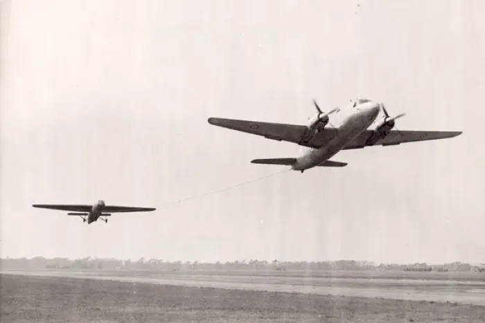 Framed Print : Vickers Type 665 Valetta towing an Airspeed Horsa off t Framed Print : Vickers Type 665 Valetta towing an Airspeed Horsa off t