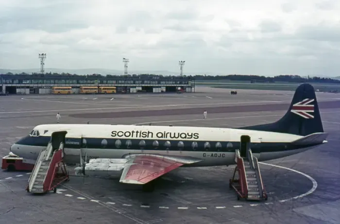 Framed Print : Vickers Viscount 802 G-AOJC Scottish Airways 1969 Framed Print : Vickers Viscount 802 G-AOJC Scottish Airways 1969