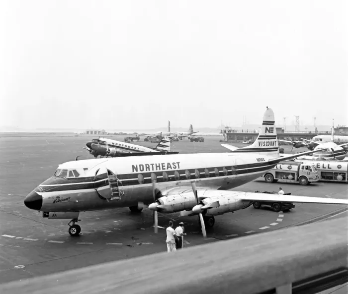 Framed Print : Vickers Viscount V7 N6591C Northeast Boston 1960 Framed Print : Vickers Viscount V7 N6591C Northeast Boston 1960