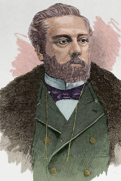 Victor Balaguer (1824-1901). Colored engraving
