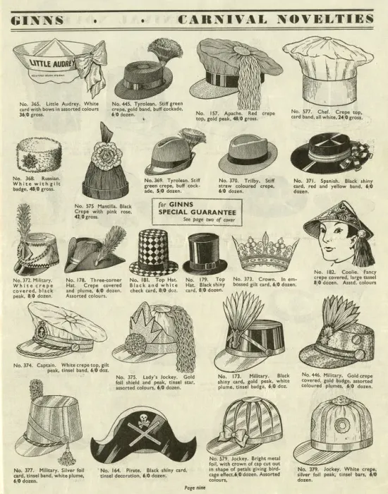 Framed Print : Victor G Ginn catalogue, Novelty Party Hats Framed Print : Victor G Ginn catalogue, Novelty Party Hats