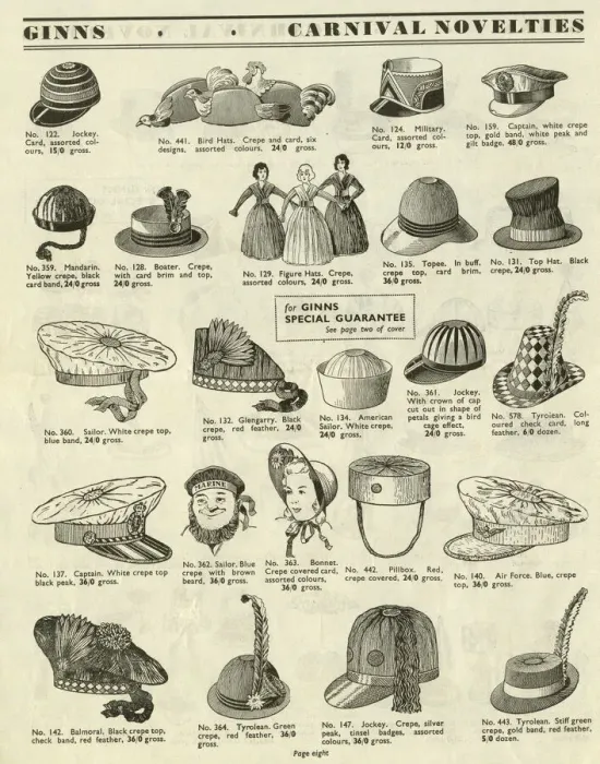 Framed Print : Victor G Ginn catalogue, Novelty Party Hats Framed Print : Victor G Ginn catalogue, Novelty Party Hats