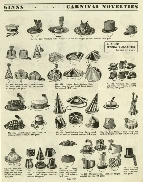 Framed Print : Victor G Ginn catalogue, Novelty Party Hats Framed Print : Victor G Ginn catalogue, Novelty Party Hats