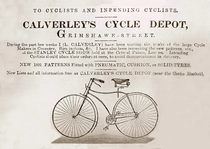 Framed Print : Victorian advertisment for a bicycle retailer in Burnley Framed Print : Victorian advertisment for a bicycle retailer in Burnley