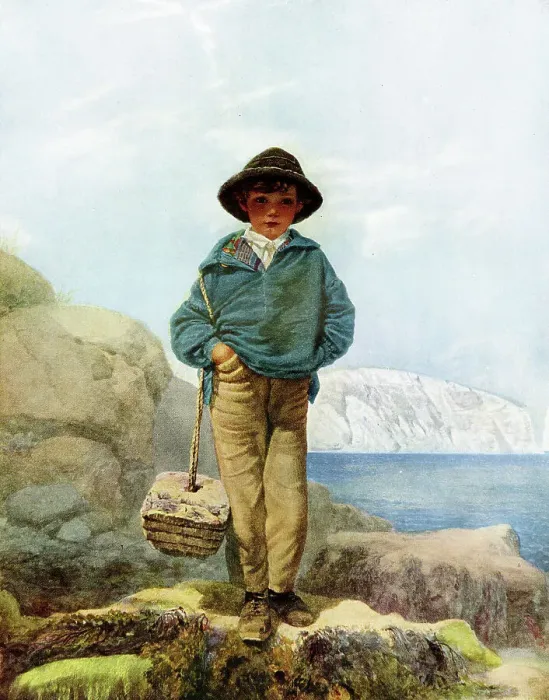 Framed Print : Victorian boy on beach near Dover, Kent Framed Print : Victorian boy on beach near Dover, Kent