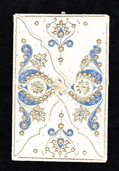 Victorian Christmas envelope in white, blue and gold