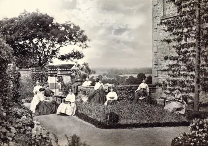 Framed Print : A Victorian family group seated in the garden Framed Print : A Victorian family group seated in the garden