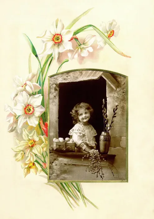 Framed Print : Victorian floral greetings card design, A6 size, No. 6 Framed Print : Victorian floral greetings card design, A6 size, No. 6