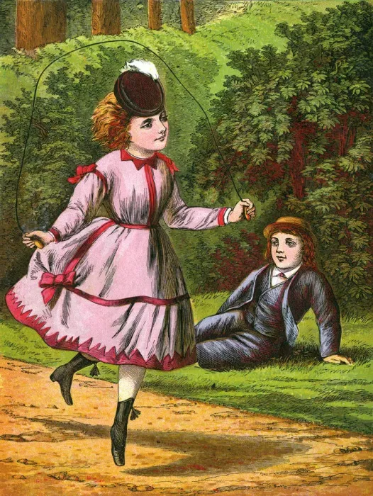 Framed Print : VICTORIAN GIRL SKIPPING Framed Print : VICTORIAN GIRL SKIPPING