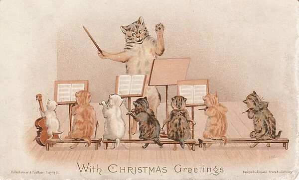 Victorian Greeting Card - The Cat Orchestra