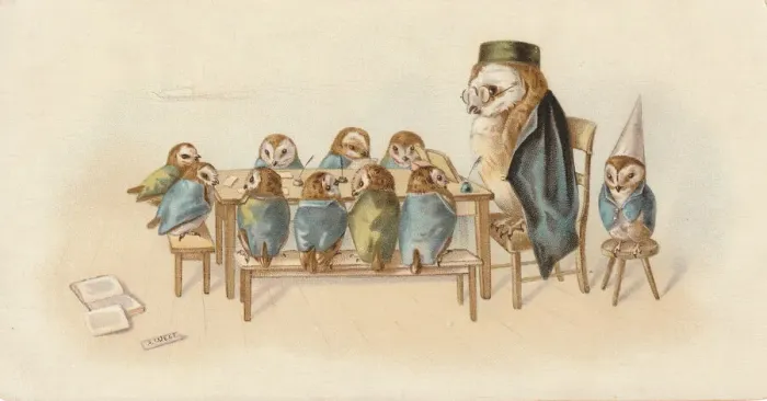 Framed Print : Victorian Greeting Card - Professor Owl Framed Print : Victorian Greeting Card - Professor Owl