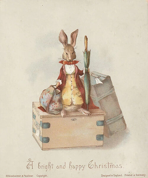 Victorian Greeting Card - Travelling Rabbit