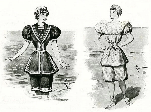 Victorian ladies wearing bathing-dresses 1895