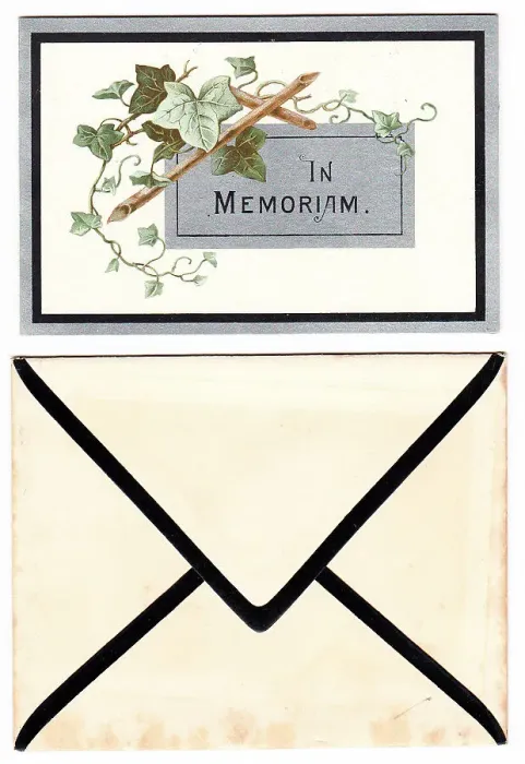 Framed Print : Victorian mourning card, In Memoriam, with envelope Framed Print : Victorian mourning card, In Memoriam, with envelope