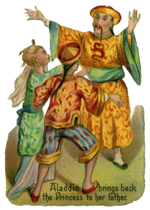 Framed Print : Victorian Scrap - Aladdin brings back the Princess Framed Print : Victorian Scrap - Aladdin brings back the Princess