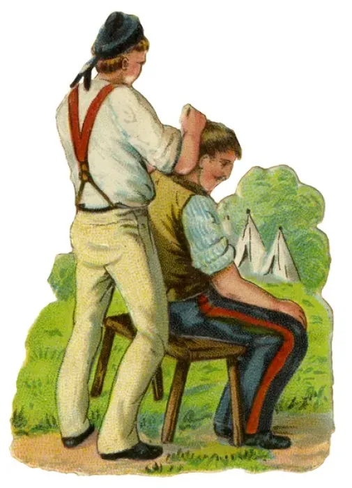 Framed Print : Victorian Scrap - Army Barber Framed Print : Victorian Scrap - Army Barber