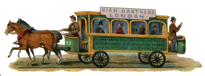 Framed Print : Victorian scrap, Birn Brothers horse-drawn tram Framed Print : Victorian scrap, Birn Brothers horse-drawn tram