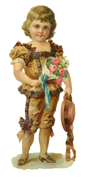 Framed Print : Victorian scrap, Boy with bouquet of flowers Framed Print : Victorian scrap, Boy with bouquet of flowers