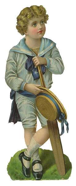 Victorian scrap, Boy in sailor suit with cricket bat