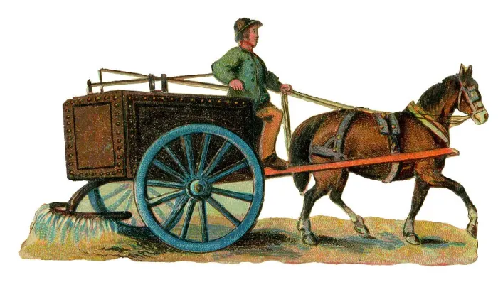 Framed Print : Victorian scrap, cart watering the road Framed Print : Victorian scrap, cart watering the road