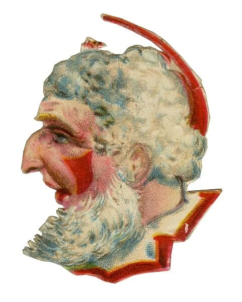 Victorian Scrap, clown with white beard