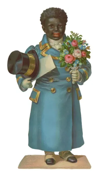 Framed Print : Victorian Scrap, man with bouquet of flowers Framed Print : Victorian Scrap, man with bouquet of flowers