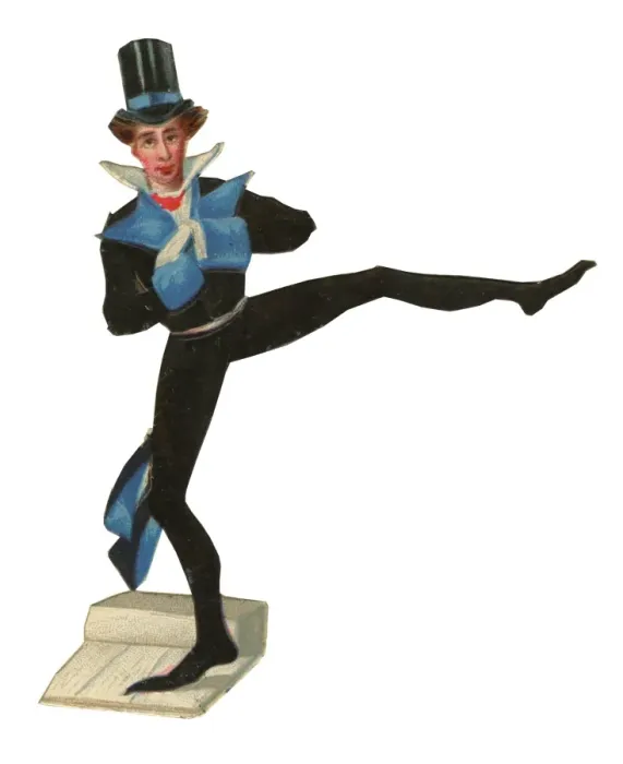 Framed Print : Victorian Scrap, thin man dancing Framed Print : Victorian Scrap, thin man dancing