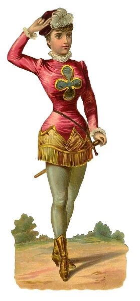 Victorian Scrap - Pantomime Girl saluting