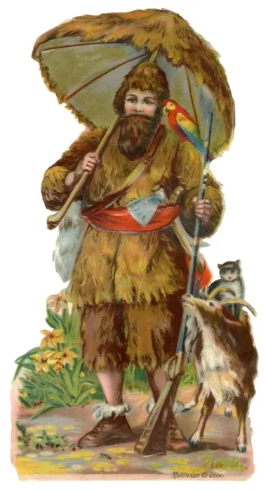 Framed Print : Victorian scrap - Robinson Crusoe Framed Print : Victorian scrap - Robinson Crusoe