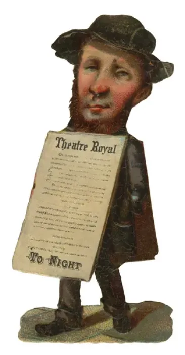 Framed Print : Victorian Scrap, sandwich board man Framed Print : Victorian Scrap, sandwich board man