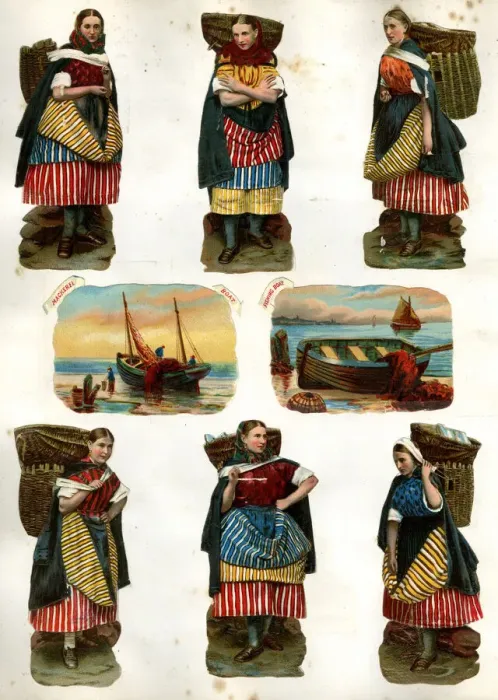 Framed Print : Victorian Scrap, Scottish Fishwives series Framed Print : Victorian Scrap, Scottish Fishwives series