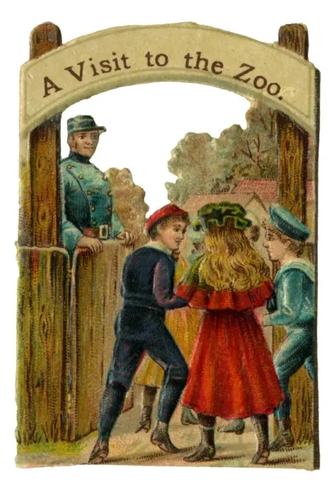 Framed Print : Victorian Scrap - A Visit to the Zoo Framed Print : Victorian Scrap - A Visit to the Zoo